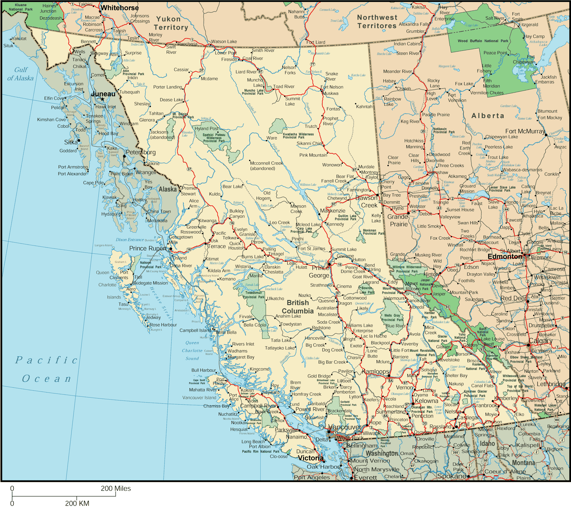 British Columbia Map Detailed Map Of British Columbia