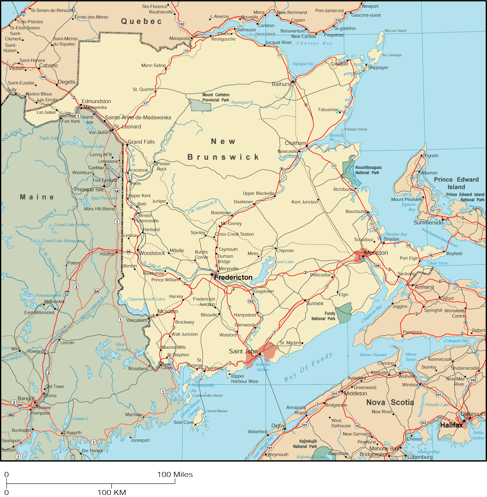 New Brunswick Map Detailed Map Of New Brunswick