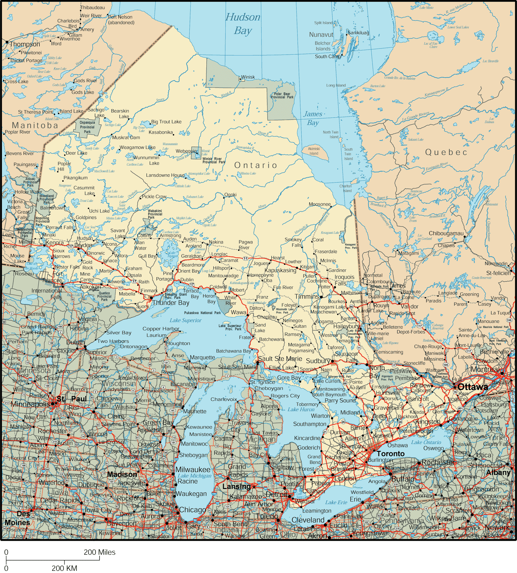 Ontario+canada+cities+map