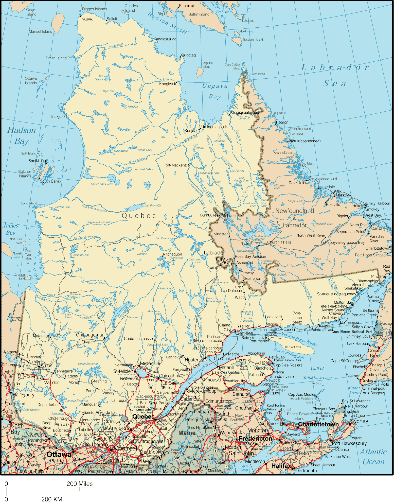 Map Quebec Canada