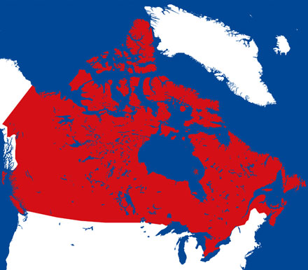 Canada spans a large part of North America but most of its residents live