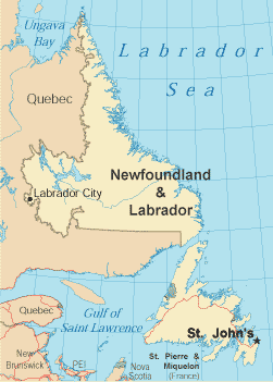 Newfoundland and Labrador map