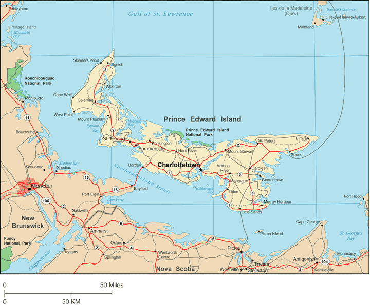 Prince Edward Island National Park Map