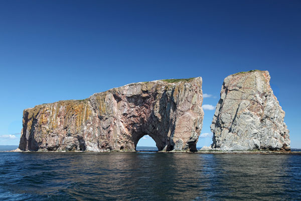 Perce Rock, in the Atlantic Ocean off Gaspe Peninsula