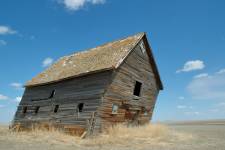 Leaning barn, Saskatchewan